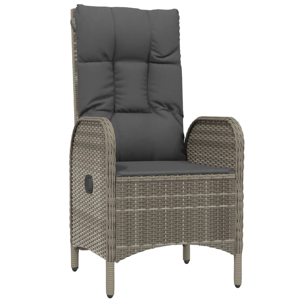 4-tlg. Garten-Essgruppe mit Kissen Grau Poly Rattan