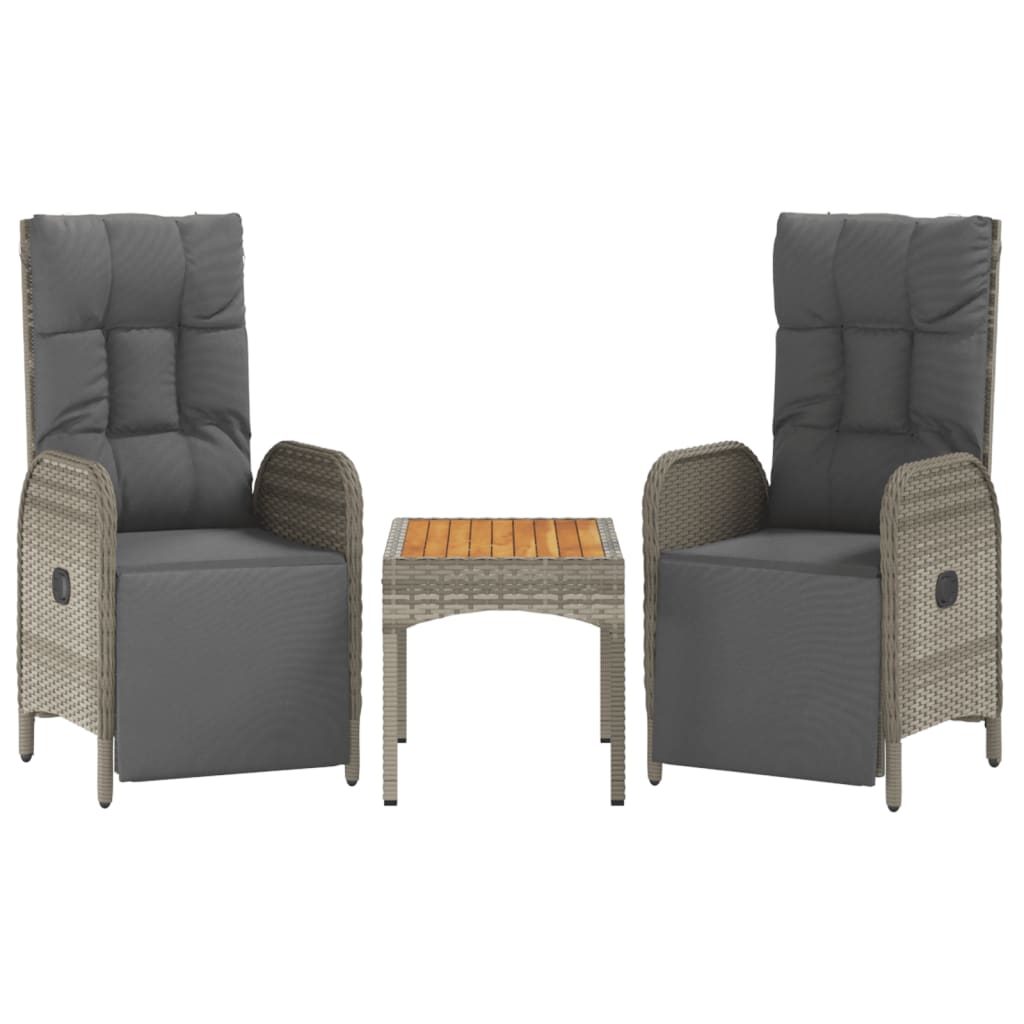 4-tlg. Garten-Essgruppe mit Kissen Grau Poly Rattan