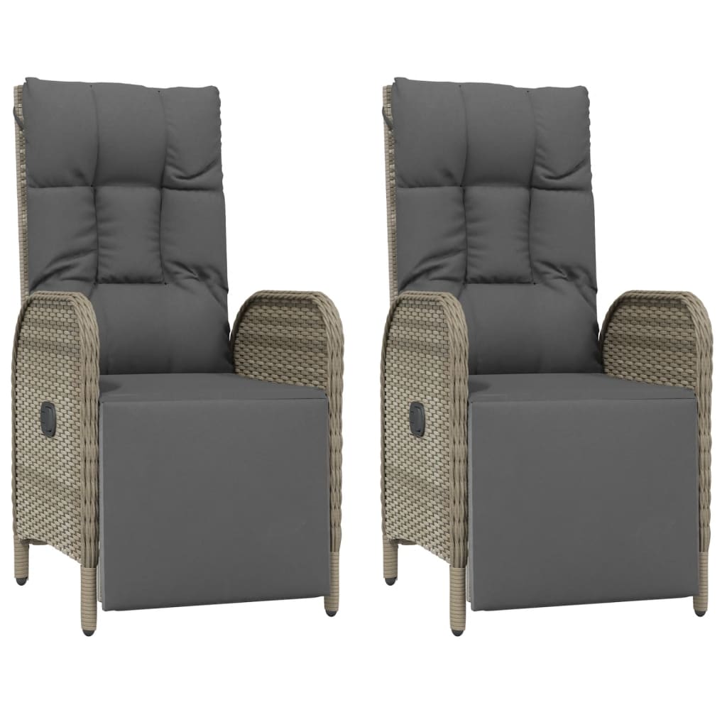 4-tlg. Garten-Essgruppe mit Kissen Grau Poly Rattan
