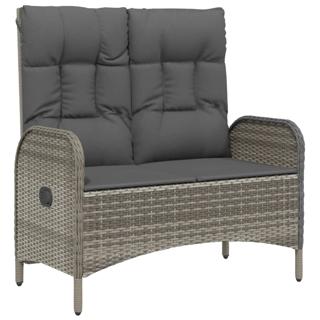 4-tlg. Garten-Essgruppe mit Kissen Grau Poly Rattan