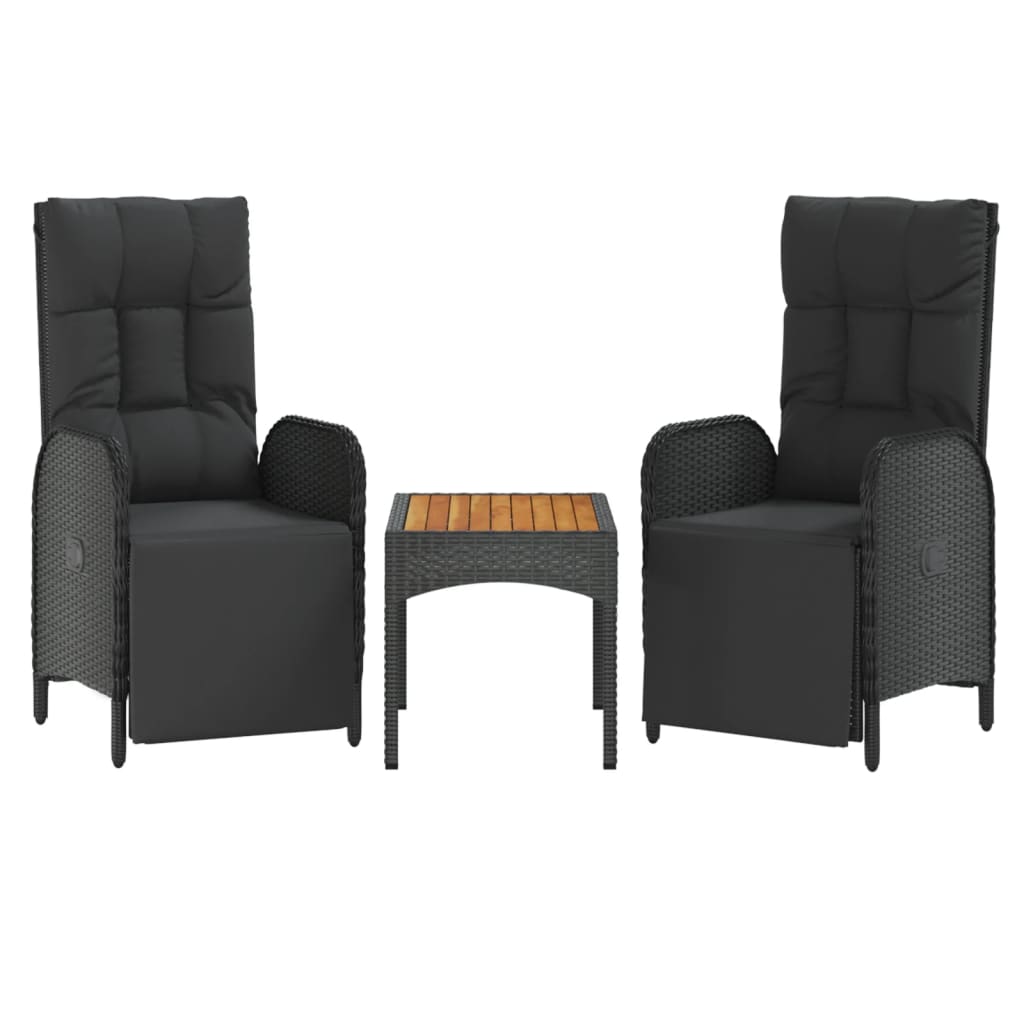 5-tlg. Garten-Essgruppe mit Kissen Schwarz Poly Rattan