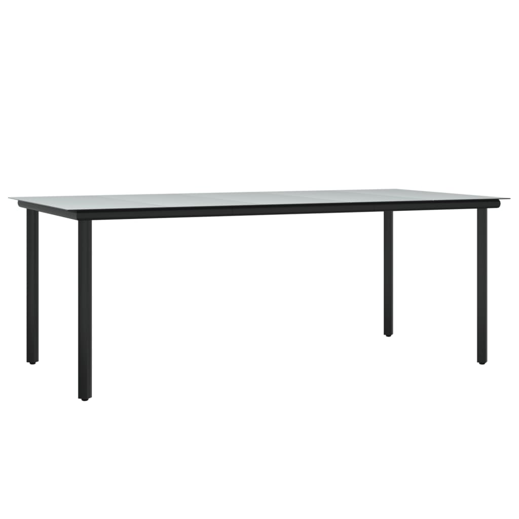 9-tlg. Garten-Essgruppe mit Kissen Schwarz und Grau Poly Rattan