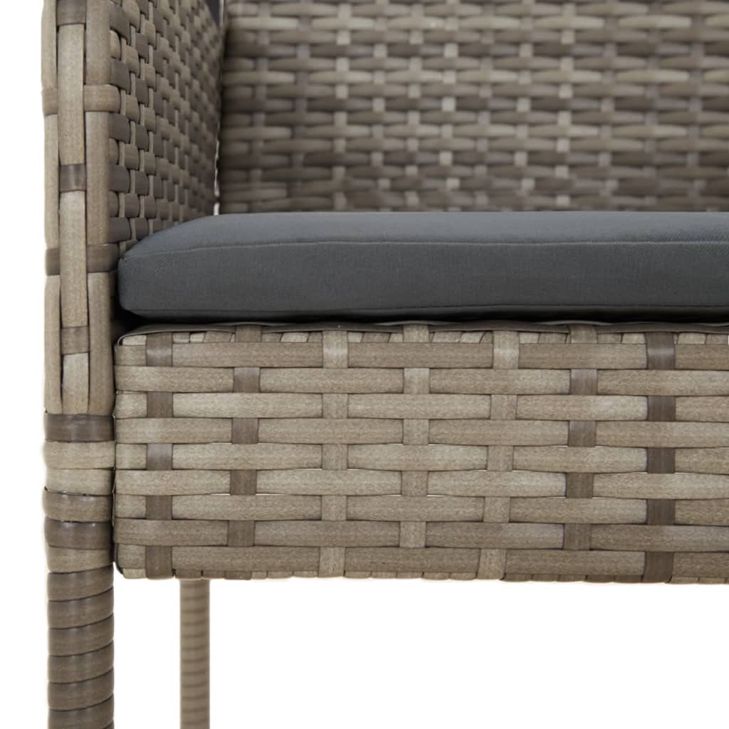 5-tlg. Garten-Essgruppe mit Kissen Schwarz und Grau Poly Rattan
