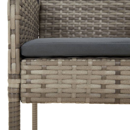 5-tlg. Garten-Essgruppe mit Kissen Schwarz und Grau Poly Rattan
