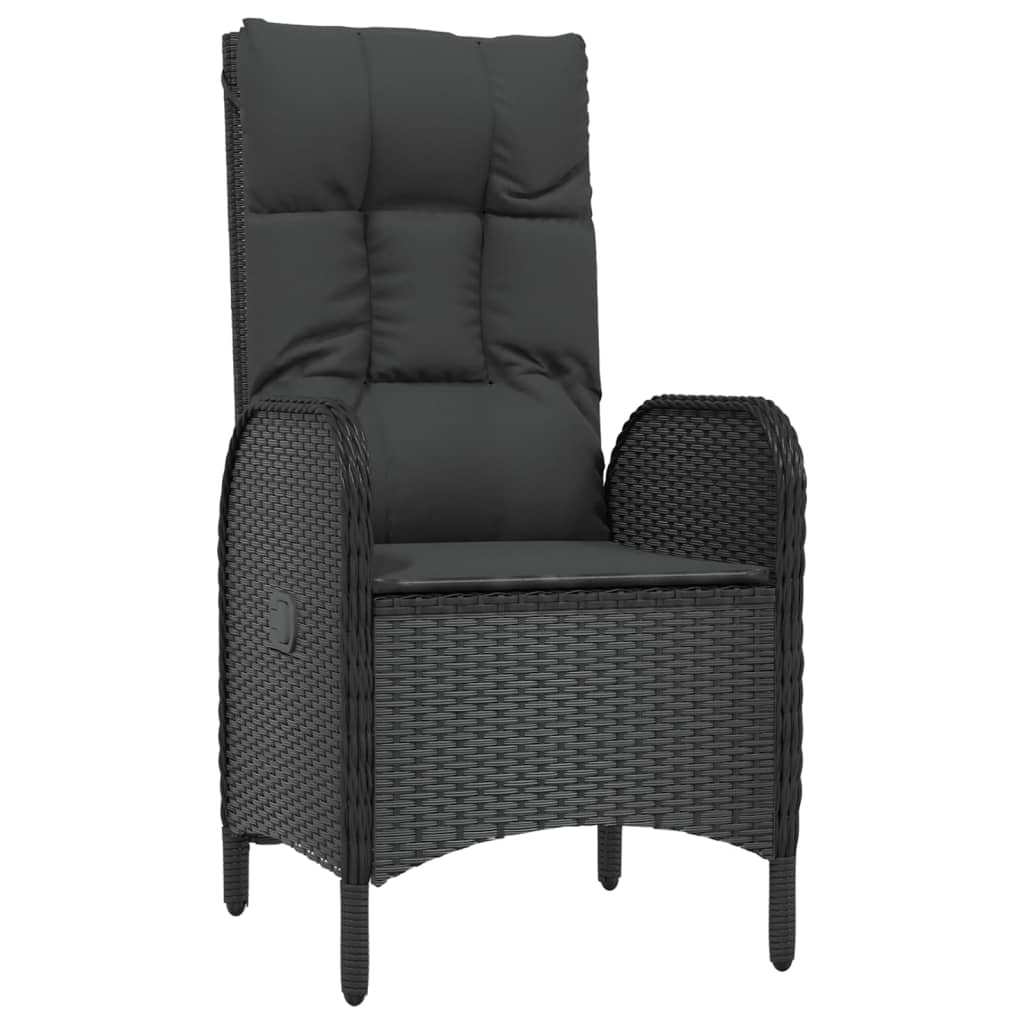 5-tlg. Garten-Essgruppe mit Kissen Schwarz Poly Rattan