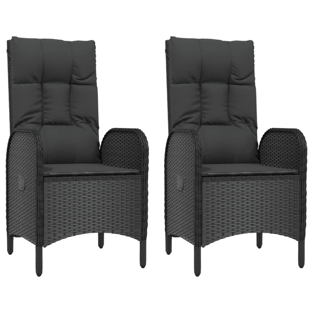 5-tlg. Garten-Essgruppe mit Kissen Schwarz Poly Rattan
