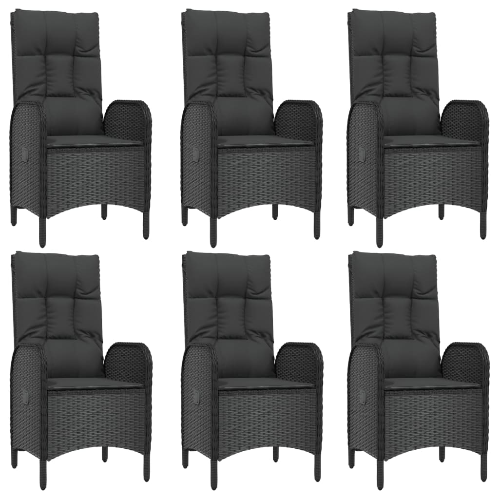 9-tlg. Garten-Essgruppe mit Kissen Schwarz Poly Rattan