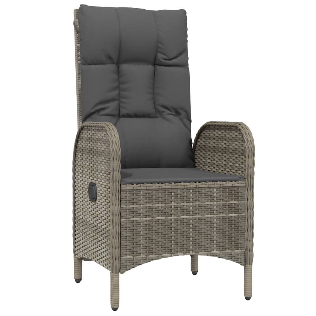 7-tlg. Garten-Essgruppe mit Kissen Schwarz und Grau Poly Rattan