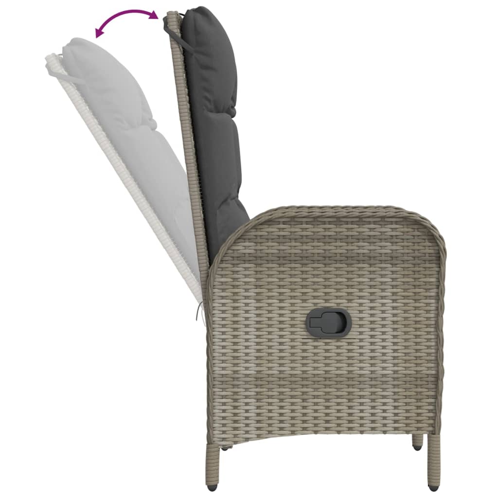 9-tlg. Garten-Essgruppe mit Kissen Schwarz und Grau Poly Rattan