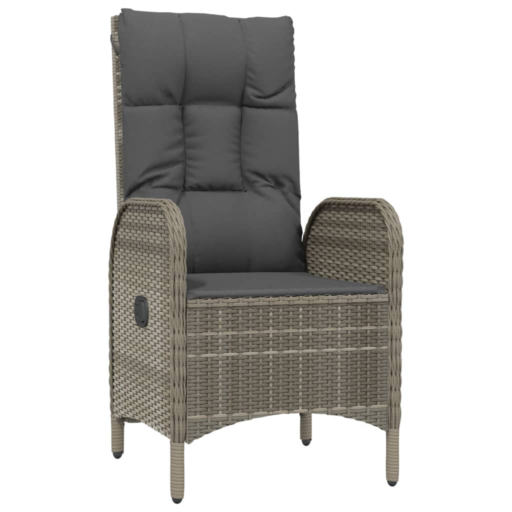 5-tlg. Garten-Essgruppe mit Kissen Schwarz und Grau Poly Rattan