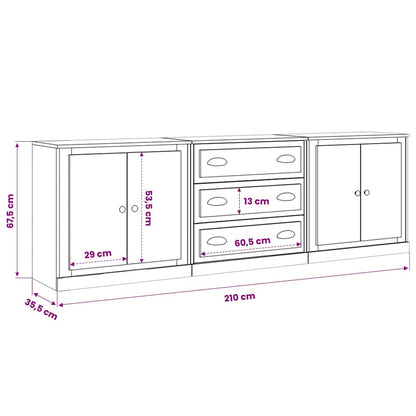 Sideboards 3 Stk. Weiß Holzwerkstoff
