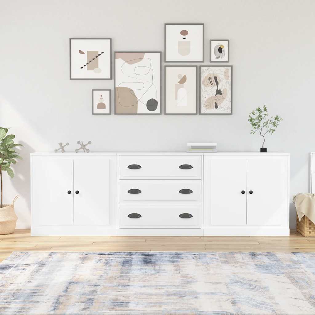 Sideboards 3 Stk. Weiß Holzwerkstoff