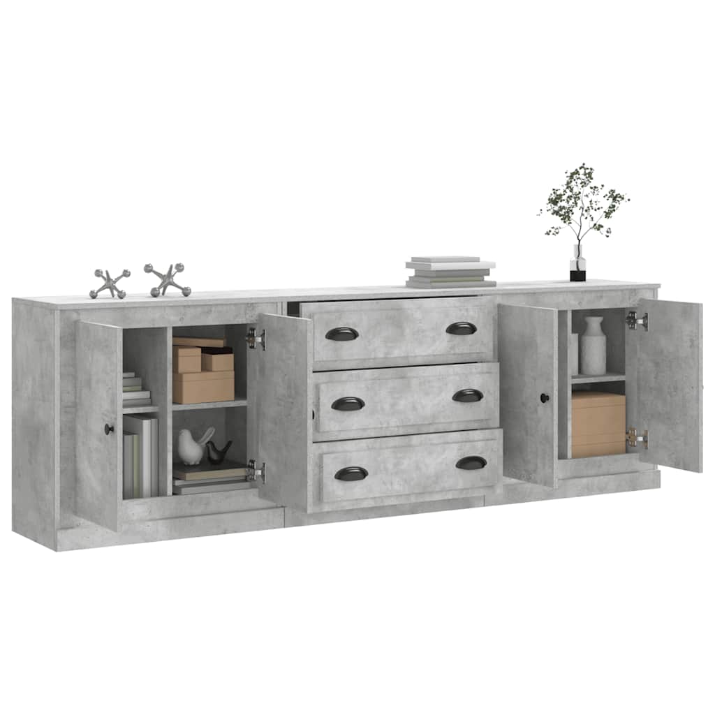 Sideboards 3 Stk. Betongrau Holzwerkstoff