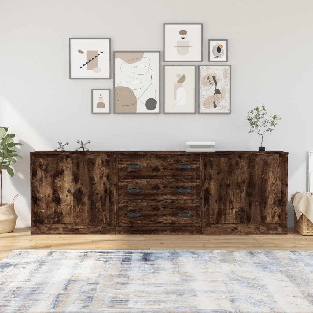 Sideboards 3 Stk. Räuchereiche Holzwerkstoff