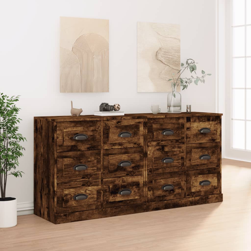 Sideboards 2 Stk. Räuchereiche Holzwerkstoff