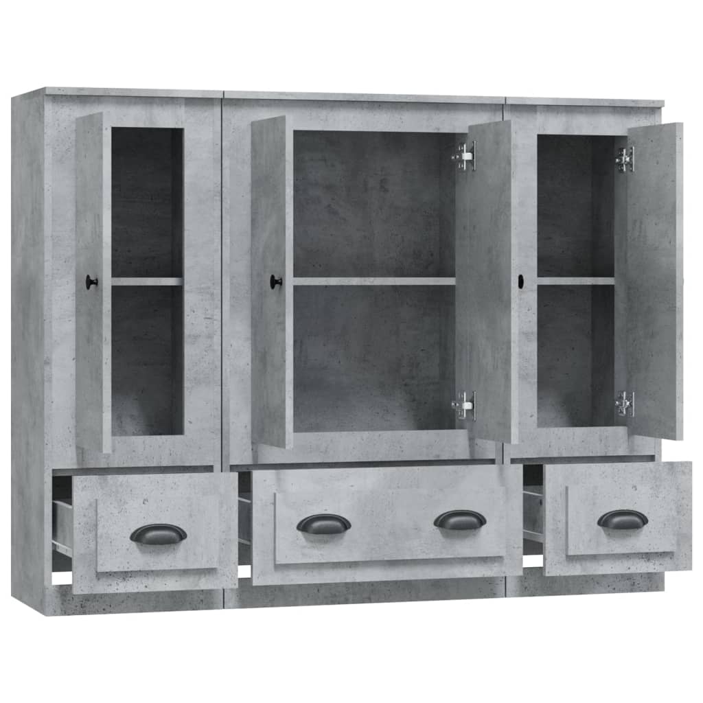 Highboards 3 Stk. Betongrau Holzwerkstoff