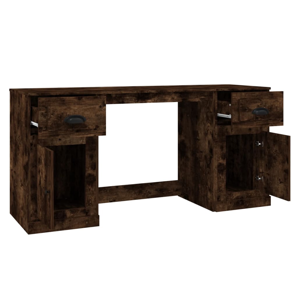 Schreibtisch mit Stauraum Räuchereiche Holzwerkstoff