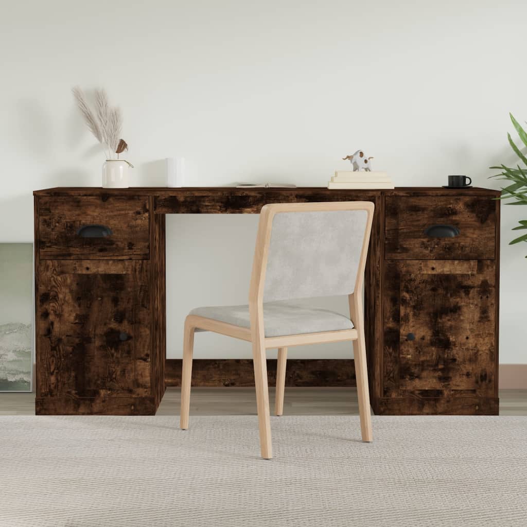 Schreibtisch mit Stauraum Räuchereiche Holzwerkstoff