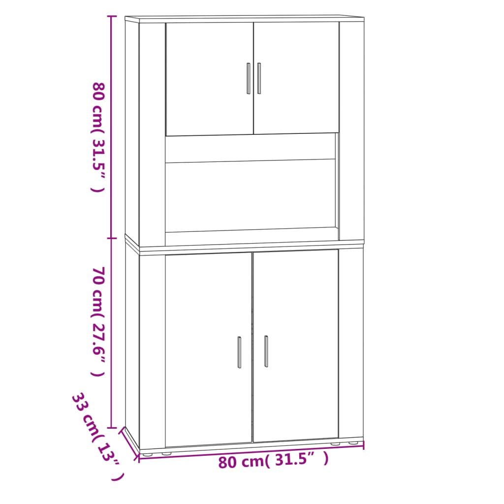 Highboard Betongrau Holzwerkstoff