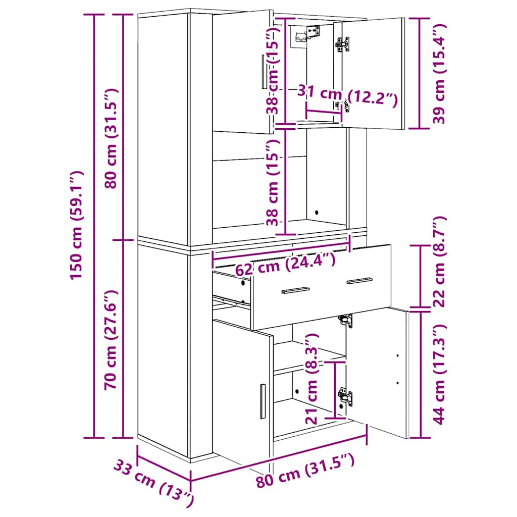Highboard Weiß Holzwerkstoff