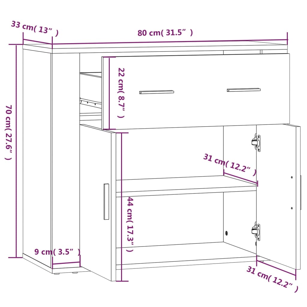 Highboard Grau Sonoma Holzwerkstoff