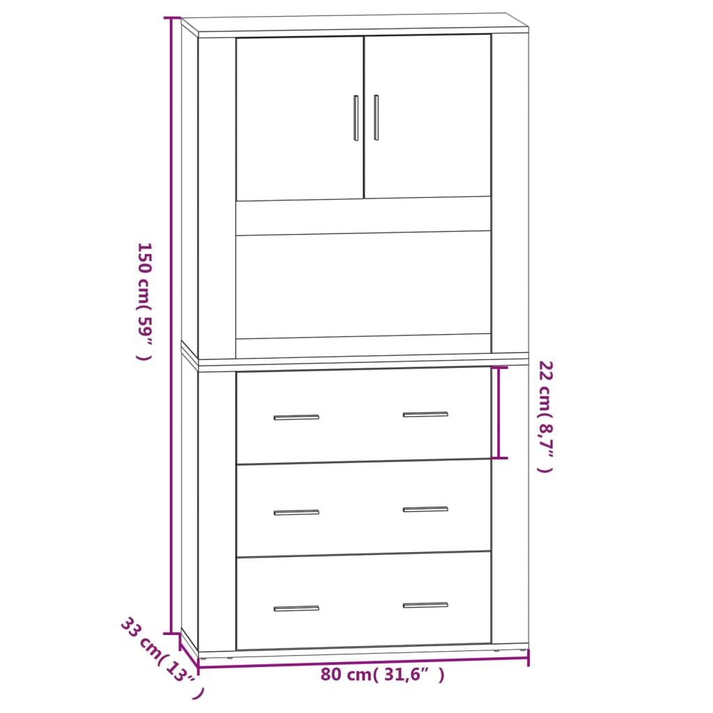 Highboard Weiß Holzwerkstoff