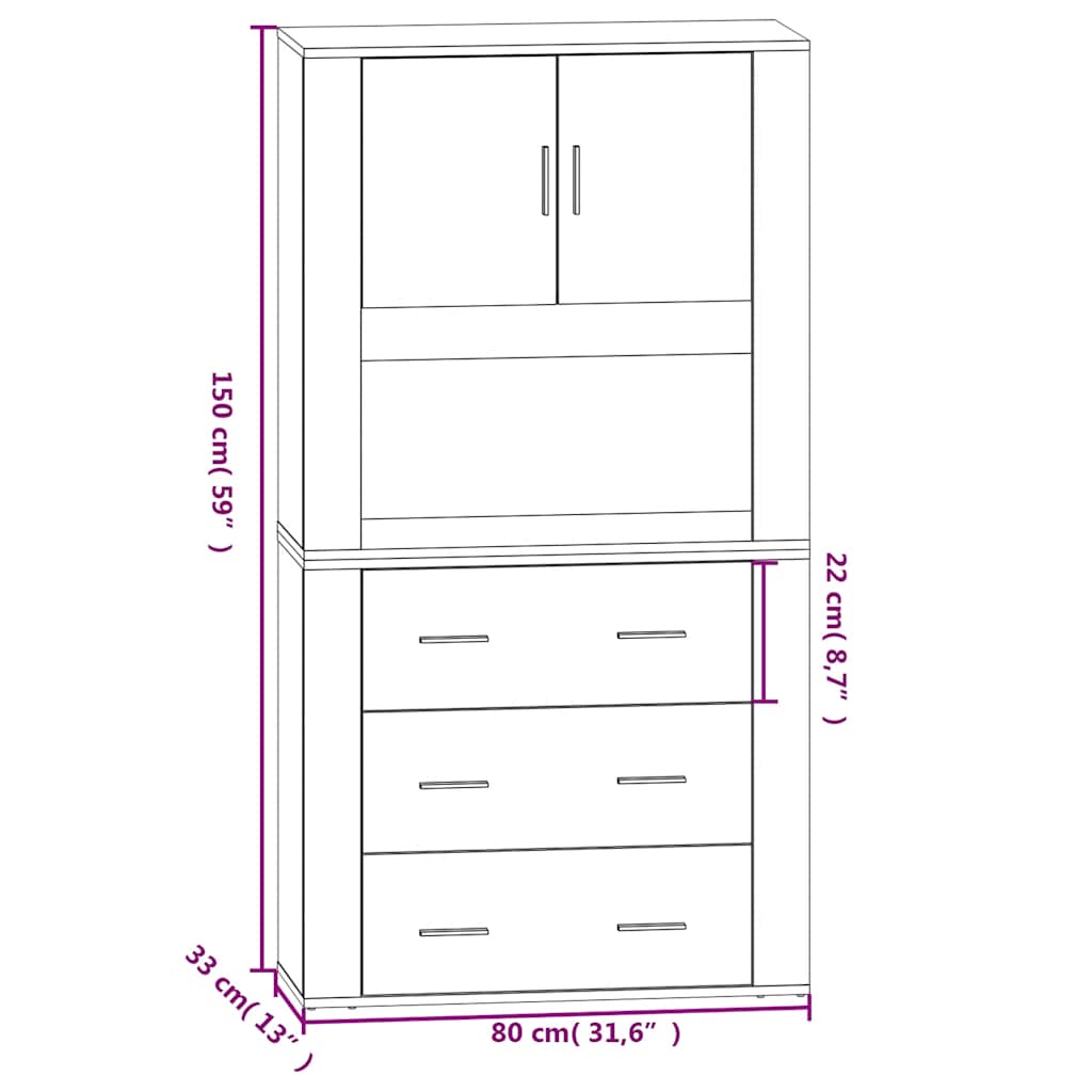 Highboard Räuchereiche Holzwerkstoff