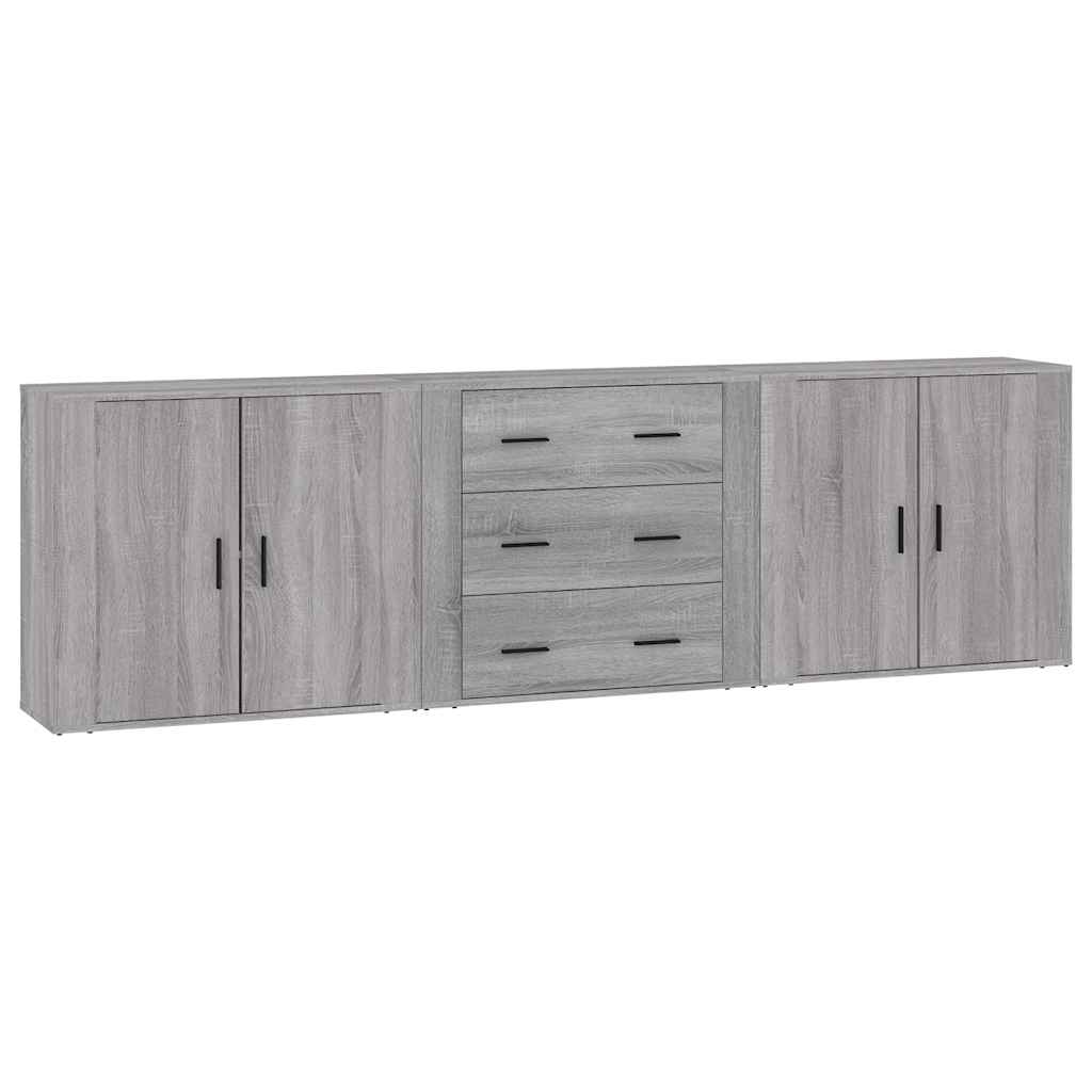 Sideboards 3 Stk. Grau Sonoma Holzwerkstoff
