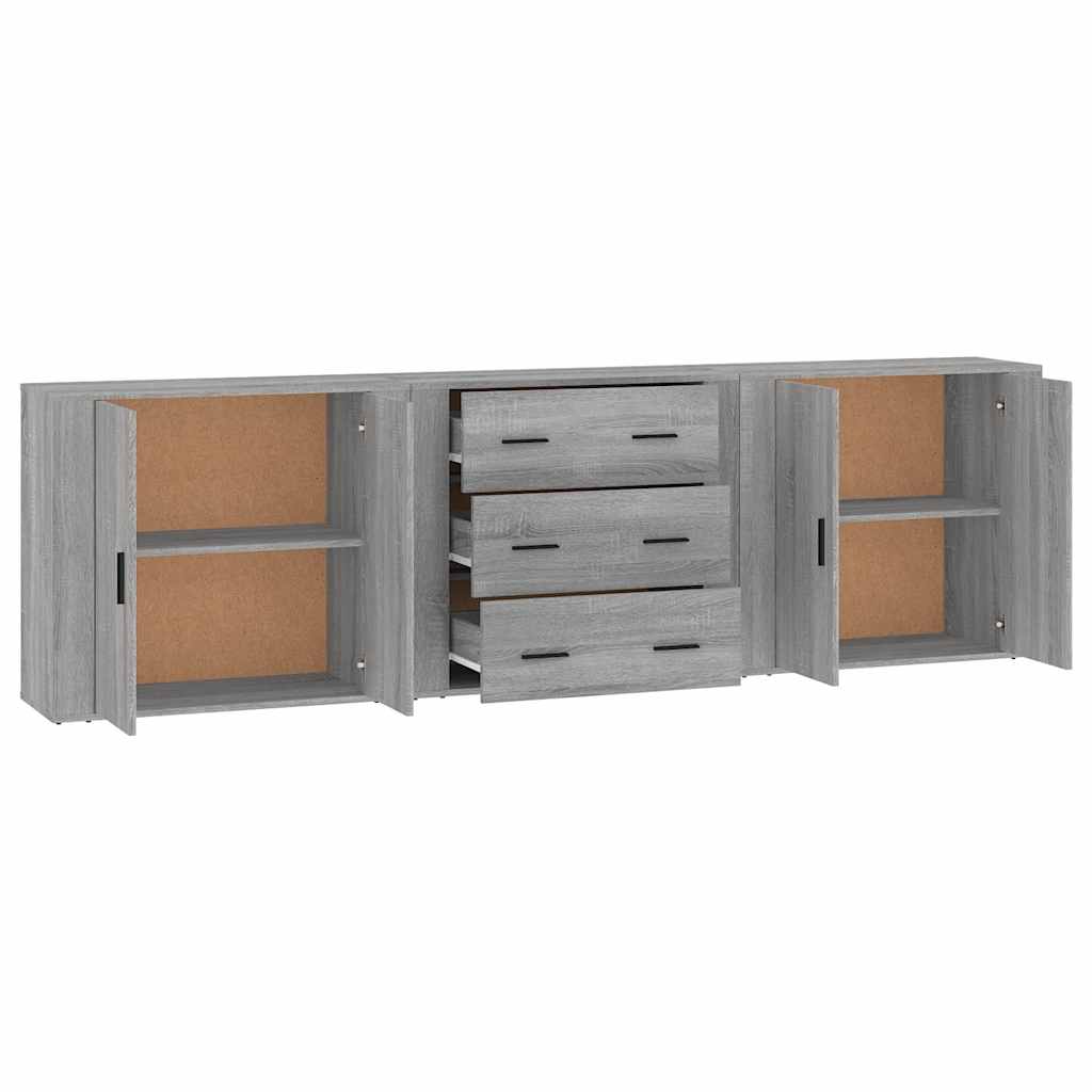 Sideboards 3 Stk. Grau Sonoma Holzwerkstoff