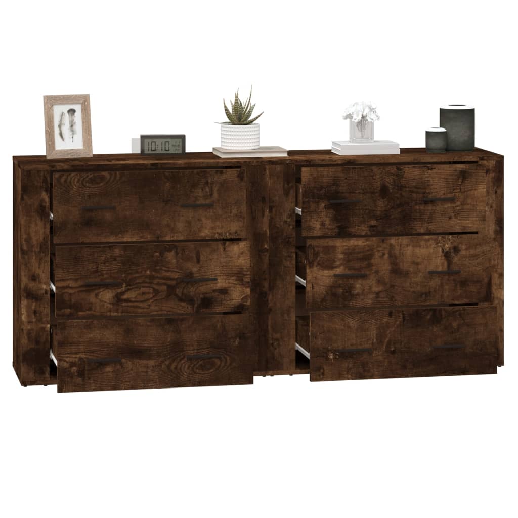 Sideboards 2 Stk. Räuchereiche Holzwerkstoff