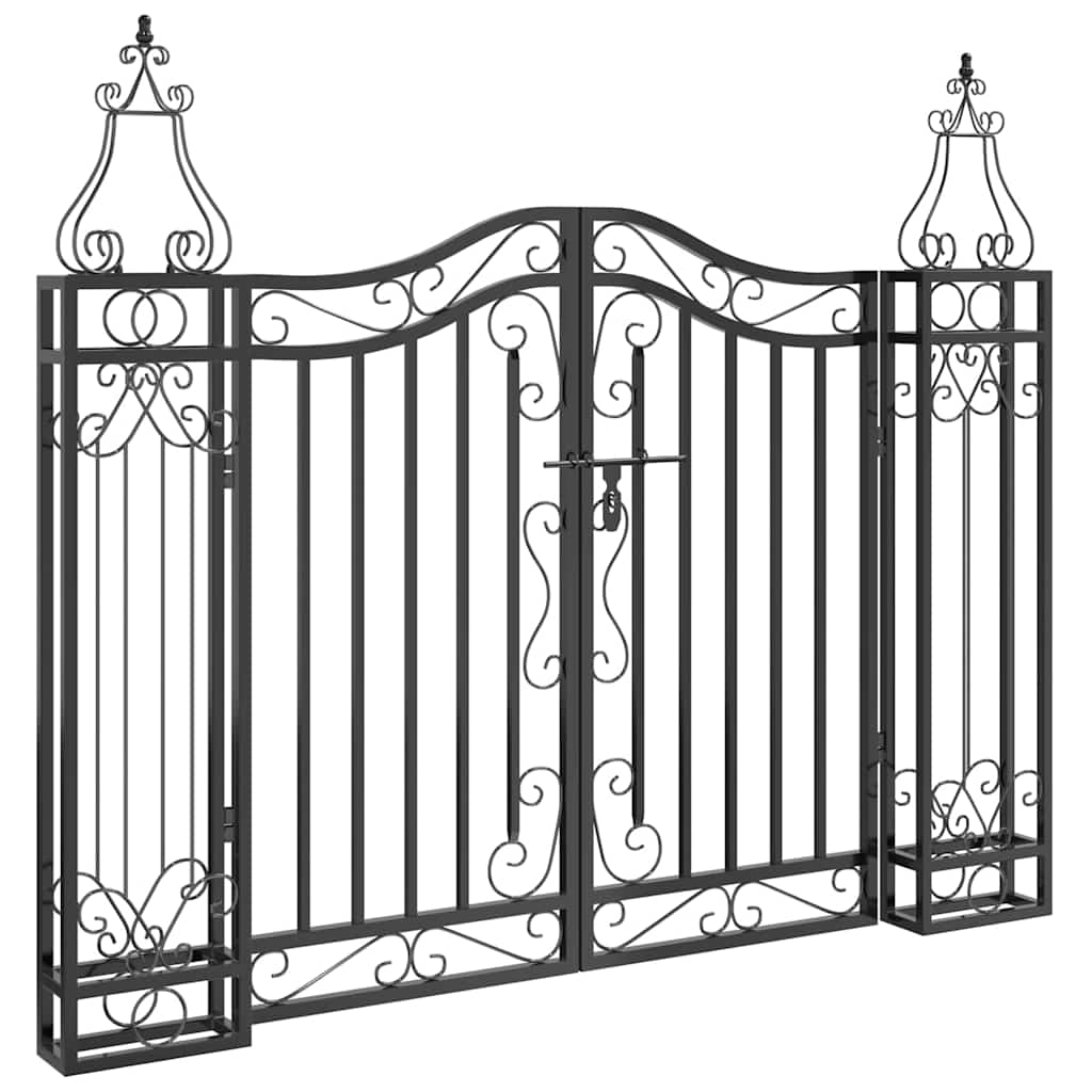 Gartentor Schwarz 121x8x100 cm Schmiedeeisen