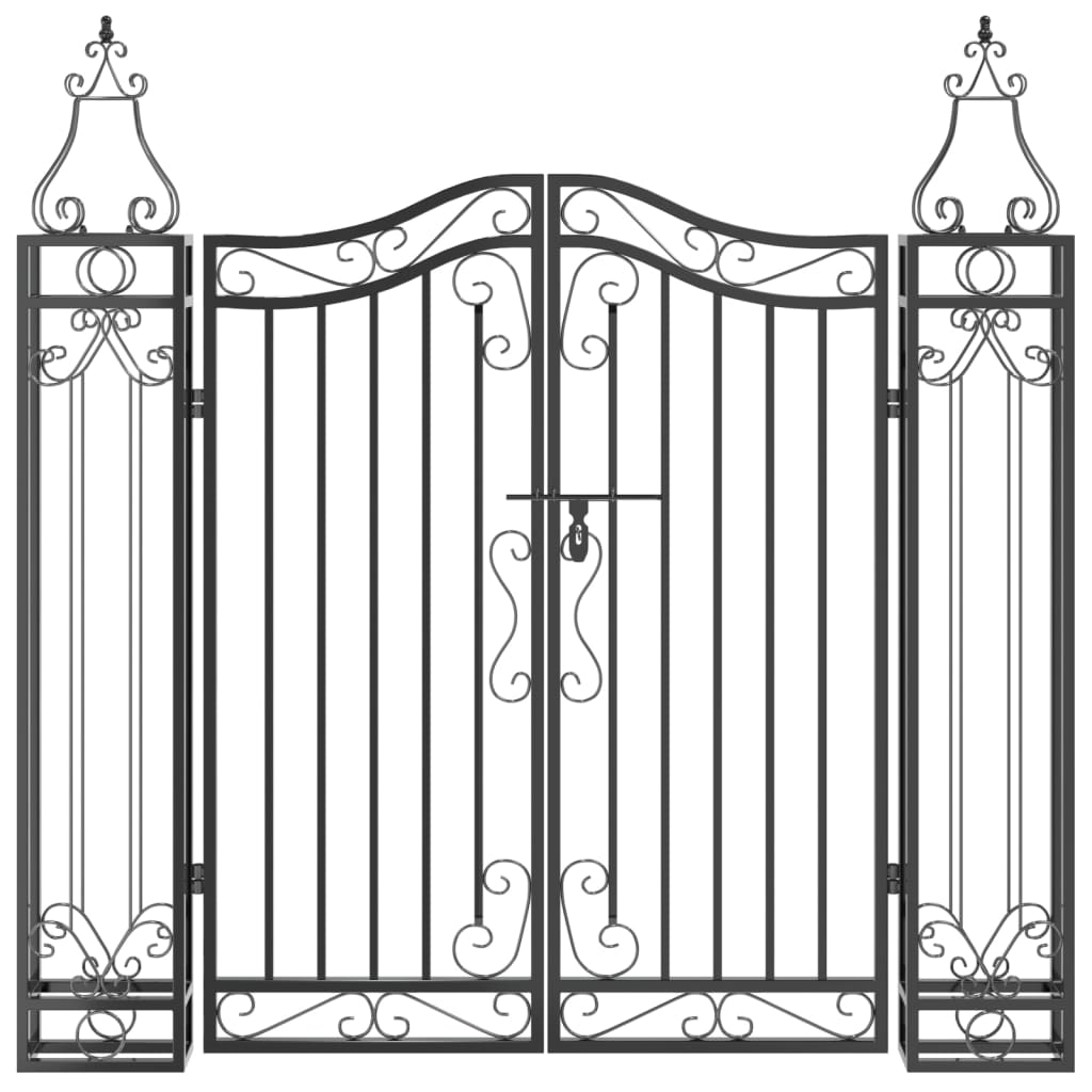 Gartentor Schwarz 121x8x100 cm Schmiedeeisen
