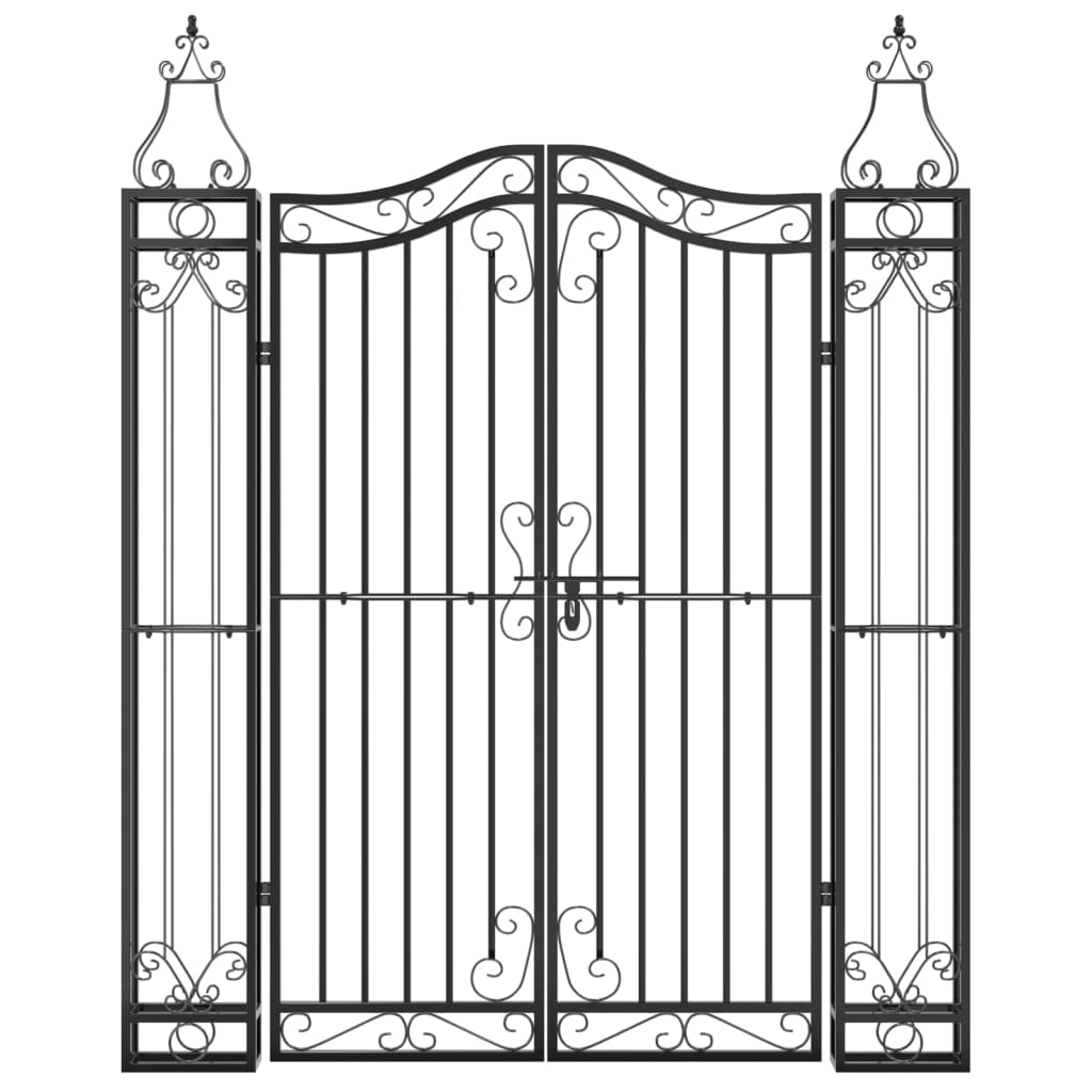 Gartentor Schwarz 121x8x150 cm Schmiedeeisen