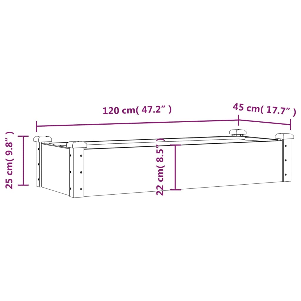 Lit surélevé avec insert 120x45x25 cm en bois de sapin massif