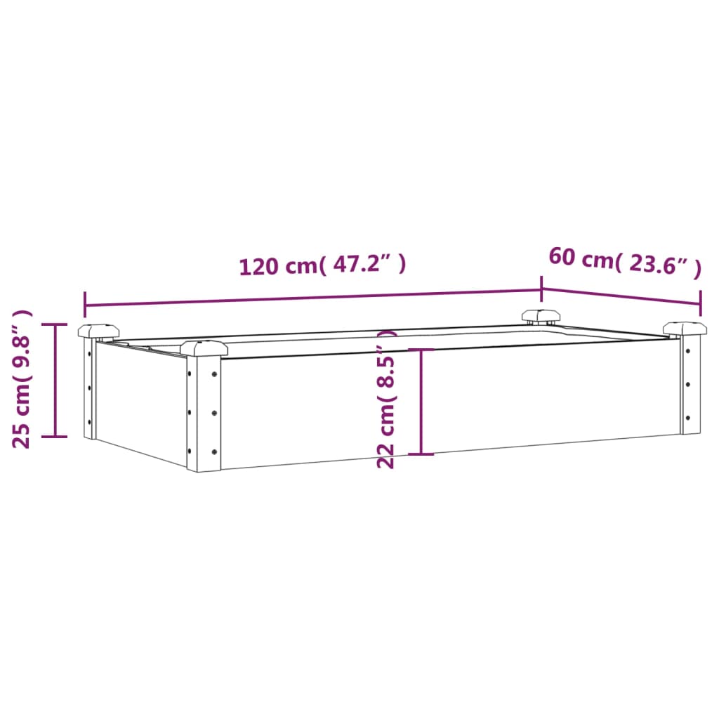 Lit surélevé avec insert 120x60x25 cm en bois de sapin massif