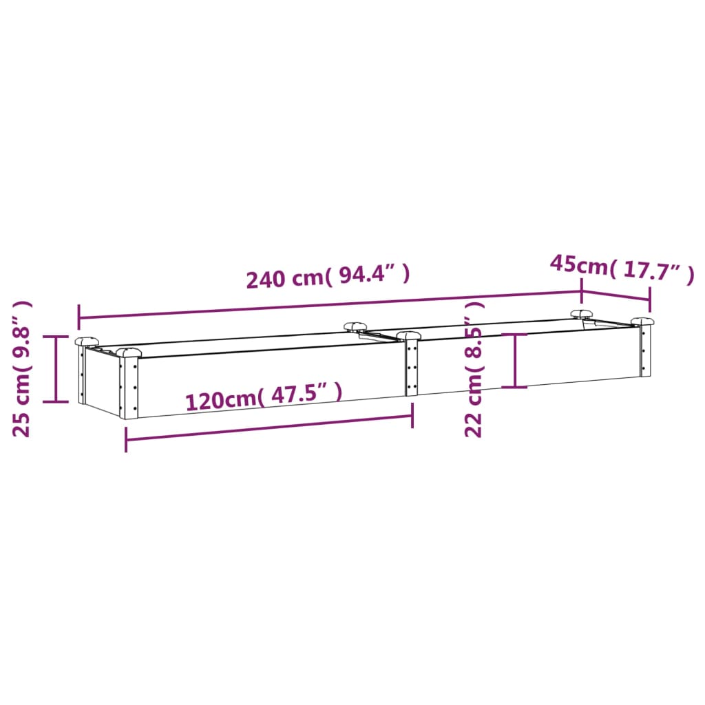 Lit surélevé avec insert 240x45x25 cm en bois de sapin massif