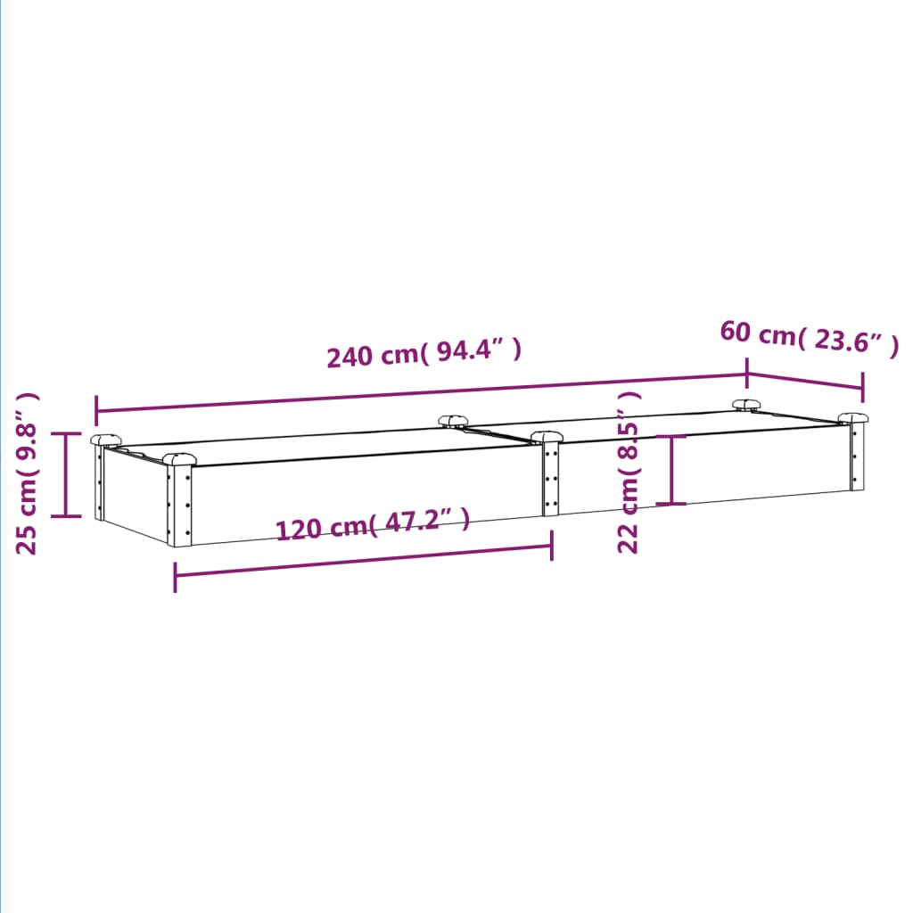 Lit surélevé avec insert marron 240x60x25 cm bois de sapin massif