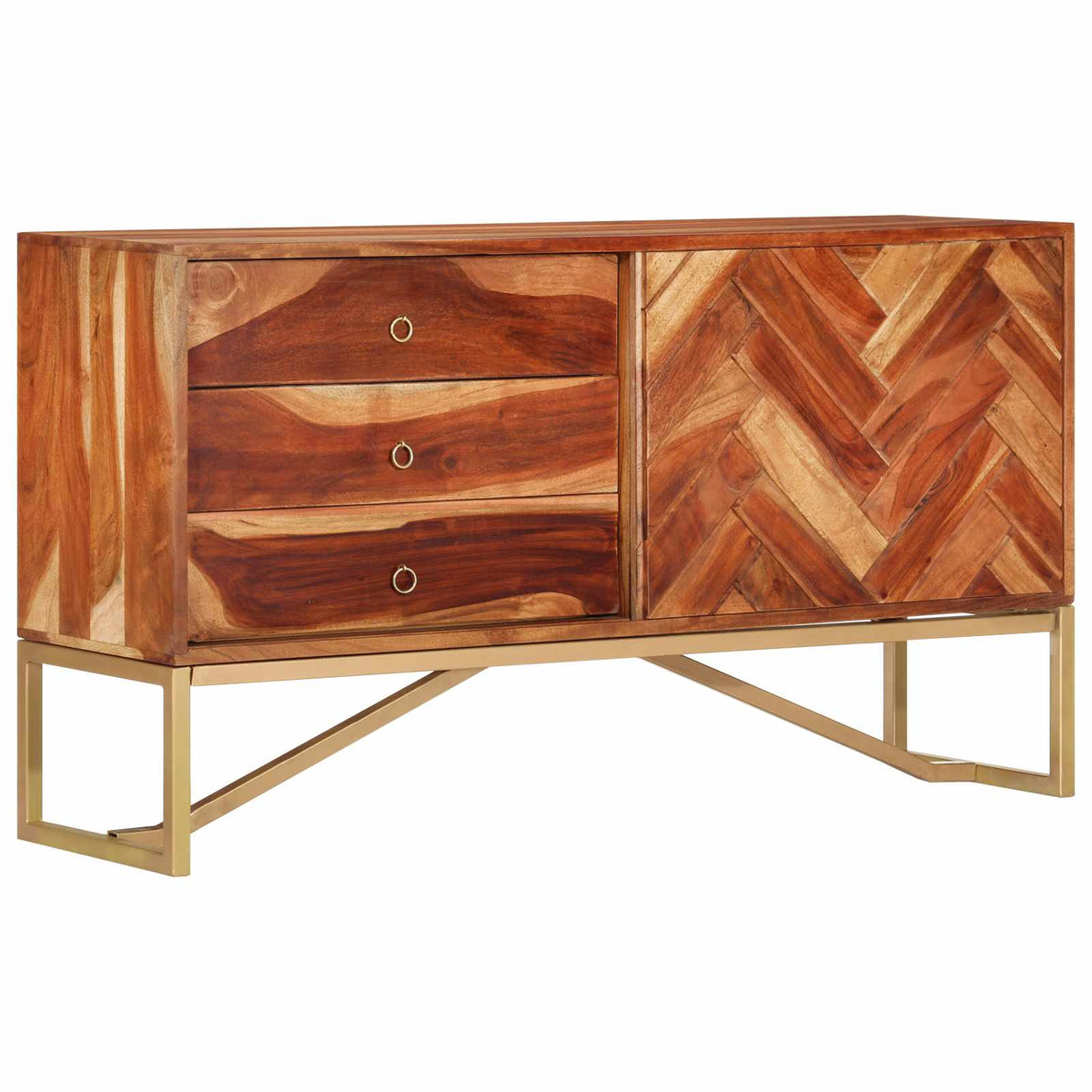 Sideboard Honigbraun 160 x 30 x 80 cm Massivholz Akazie