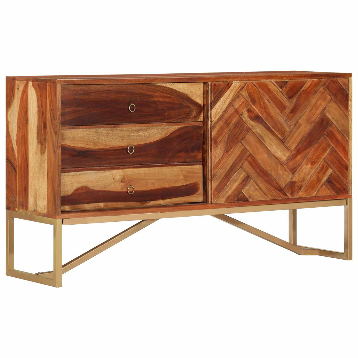 Sideboard Honigbraun 160 x 30 x 80 cm Massivholz Akazie