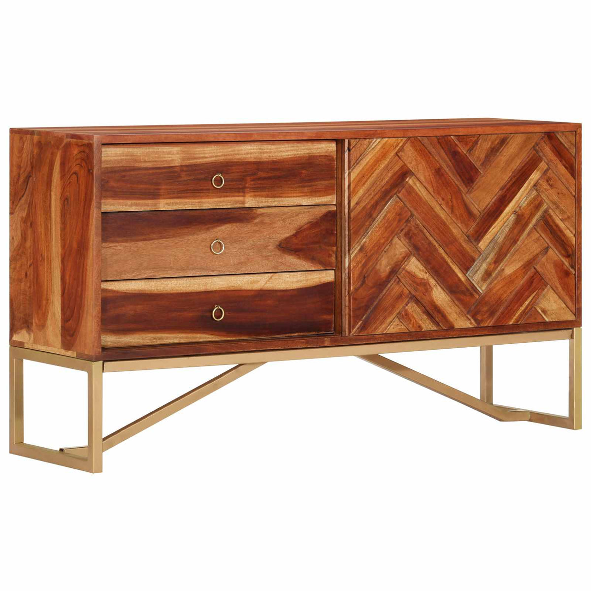 Sideboard Honigbraun 160 x 30 x 80 cm Massivholz Akazie