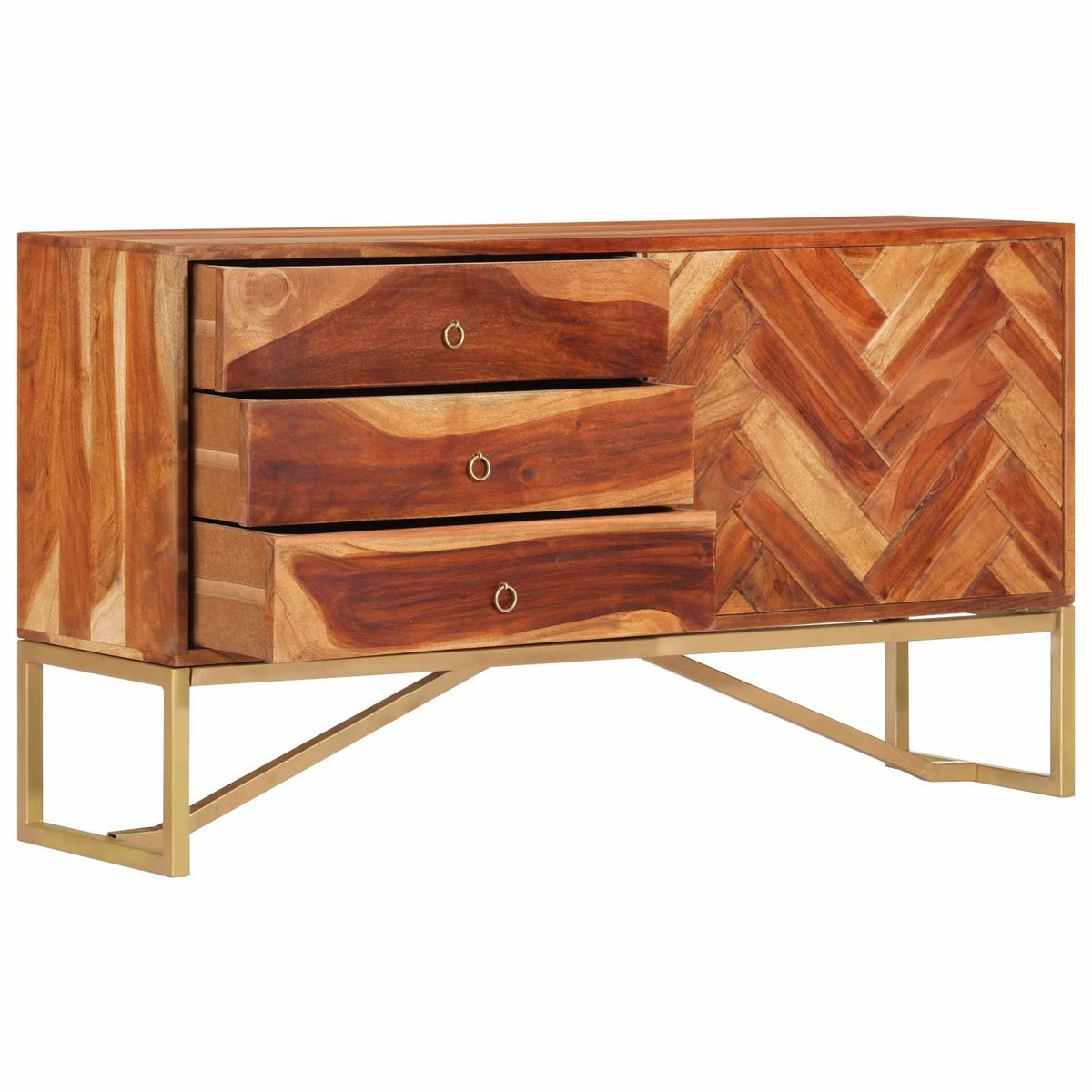 Sideboard Honigbraun 160 x 30 x 80 cm Massivholz Akazie