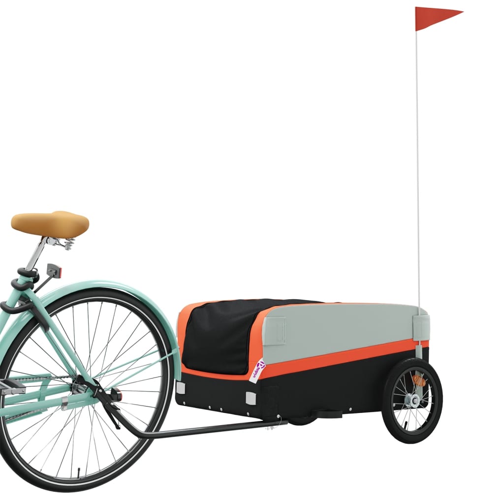 Remorque à vélo noir et orange 45 kg en fer