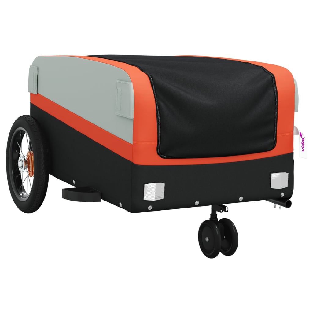 Remorque à vélo noir et orange 30 kg en fer