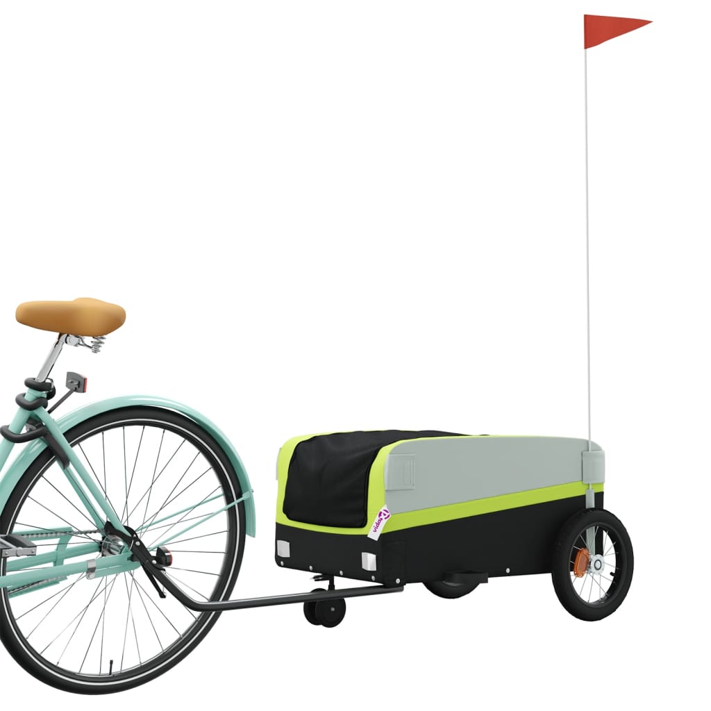 Remorque vélo noir et vert fer 30 kg