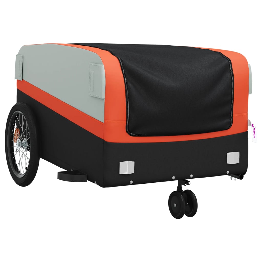 Remorque à vélo noir et orange 45 kg en fer