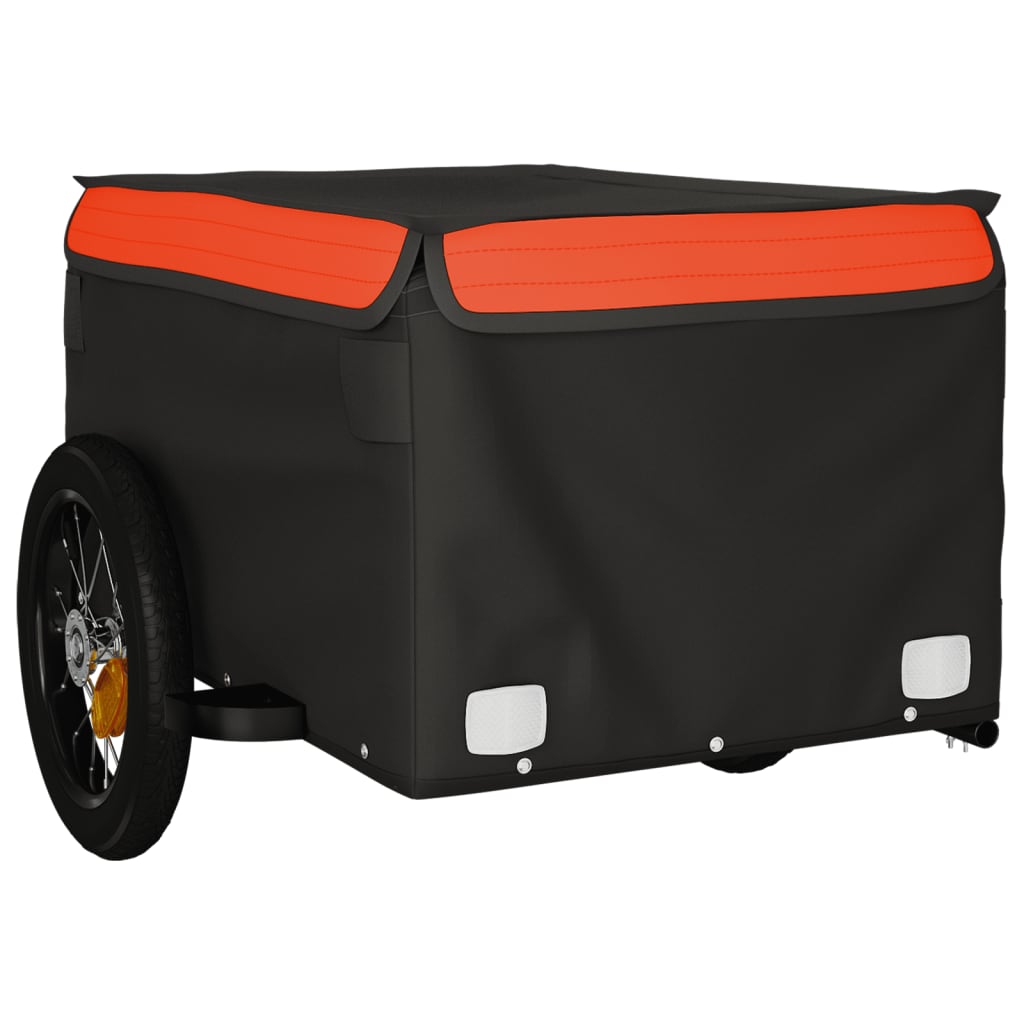 Remorque à vélo noir et orange 30 kg en fer