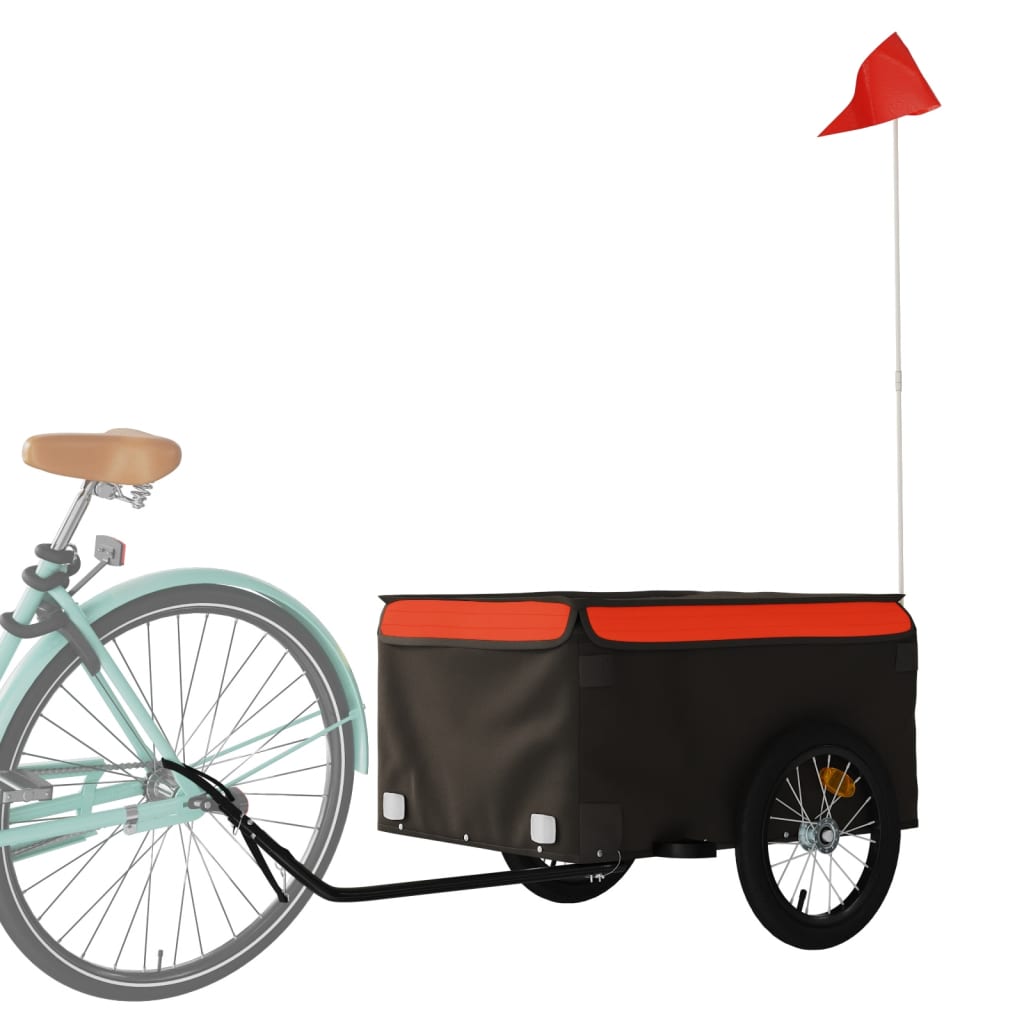 Remorque à vélo noir et orange 45 kg en fer