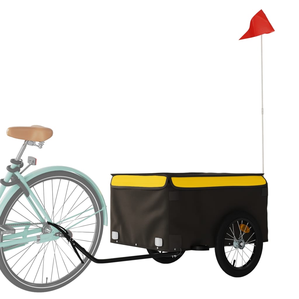 Remorque vélo noir et jaune fer 45 kg