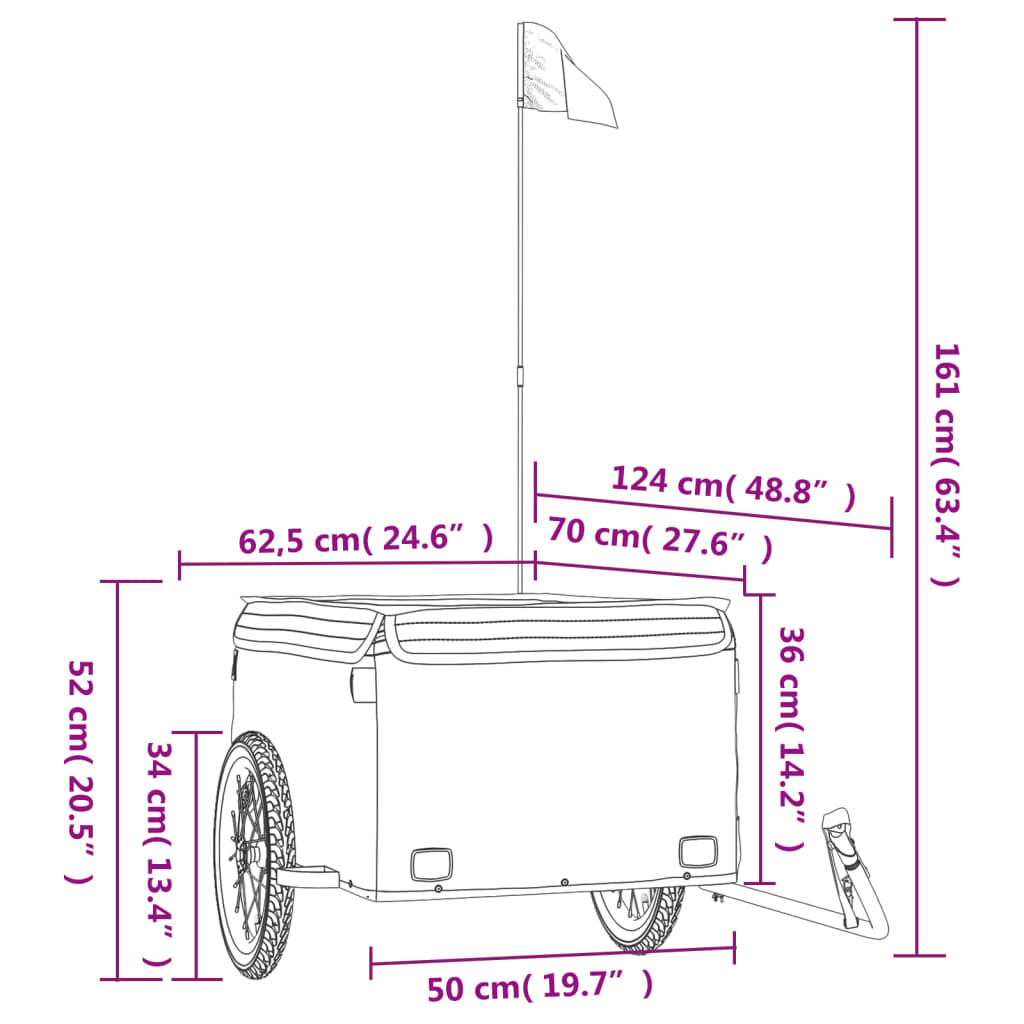 Fahrradanhänger Schwarz 45 kg Eisen