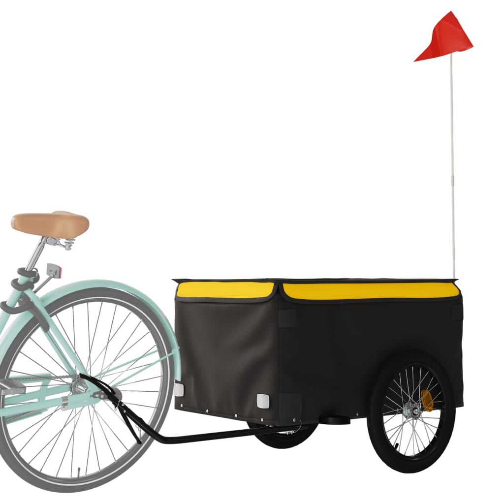 Remorque vélo noir et jaune fer 45 kg